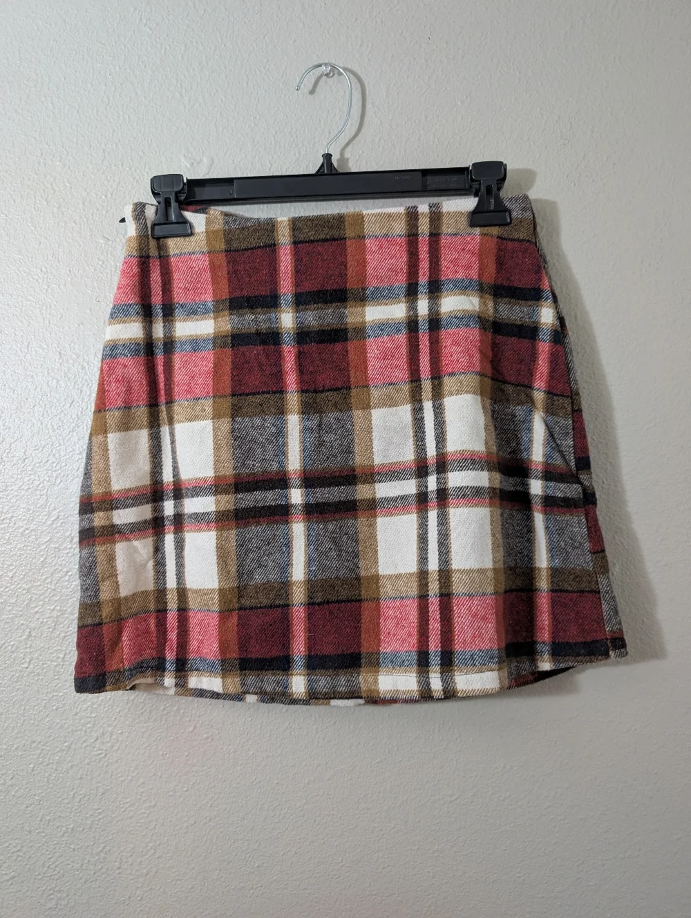 Shein Plaid Mini Skirt in Red and Cream